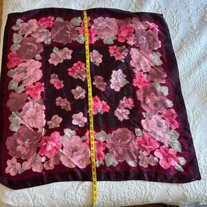 Floral Damask Scarf 34 x 34 Pink Maroon Gray Floral Square Scarf